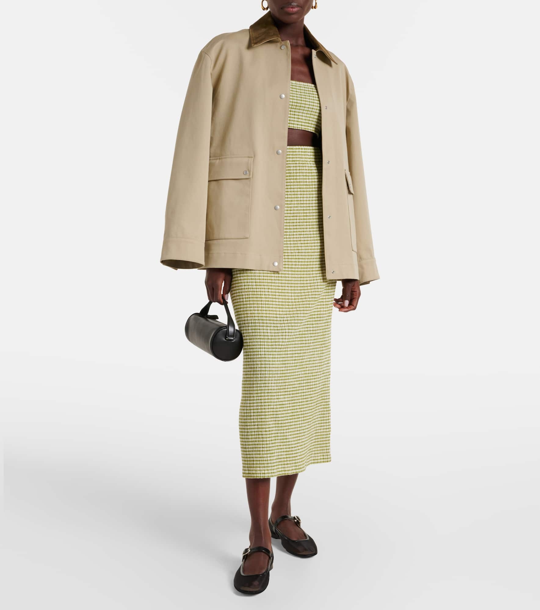 Suede-trimmed cotton gabardine jacket - 2