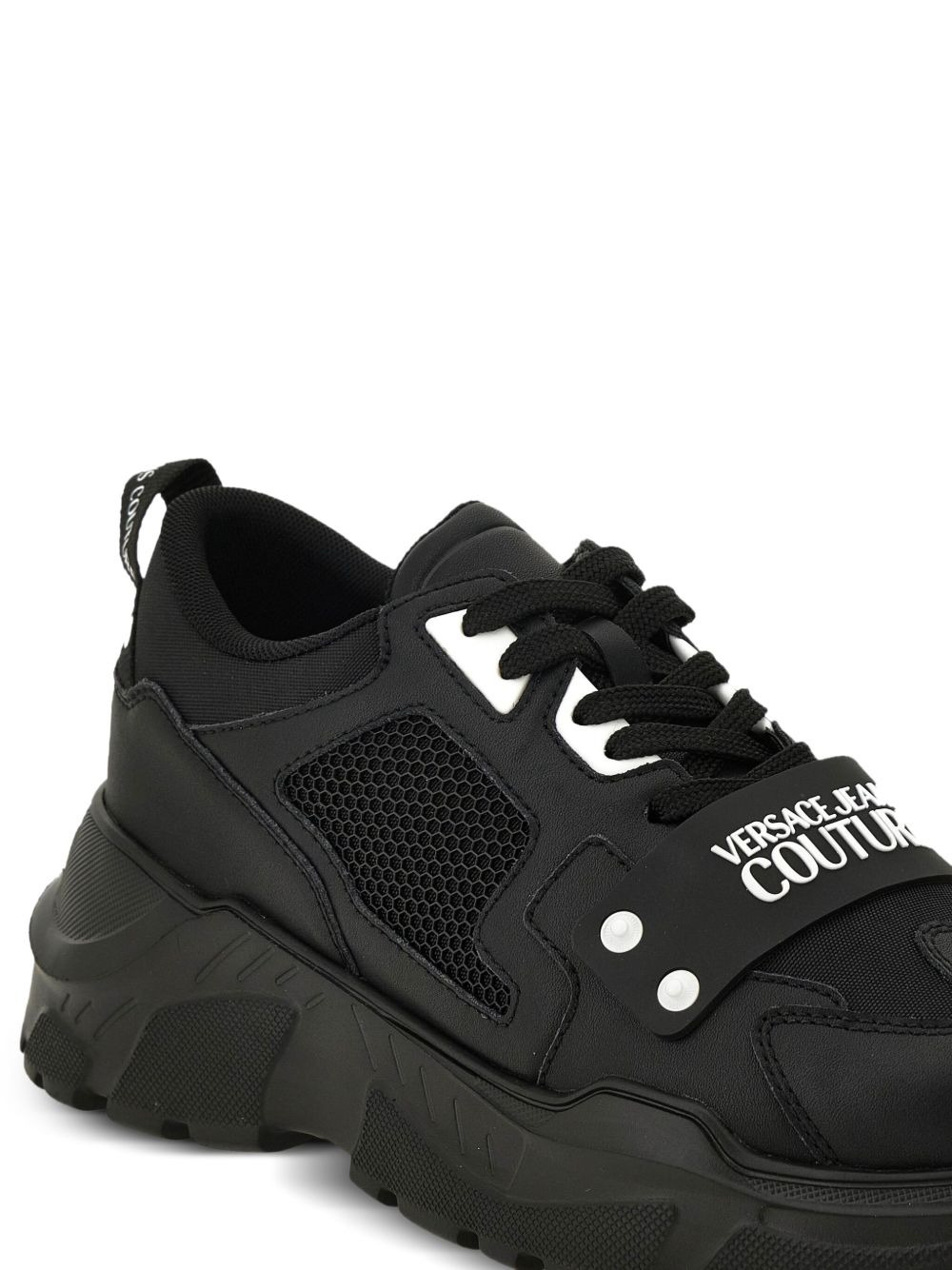 logo-plaque mesh sneakers - 3