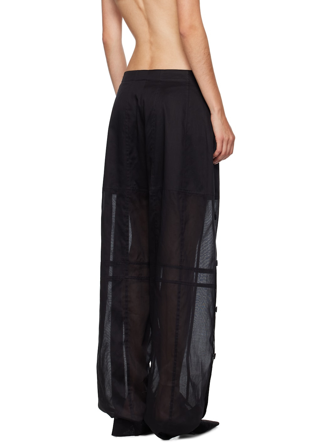 Black Cotton Muslin Trousers - 3