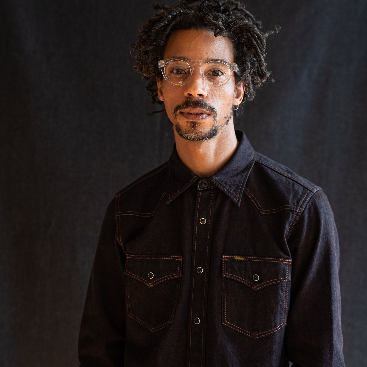 IHSH-352-RED 10oz Selvedge Denim Western Shirt - Indigo Overdyed Red - 4