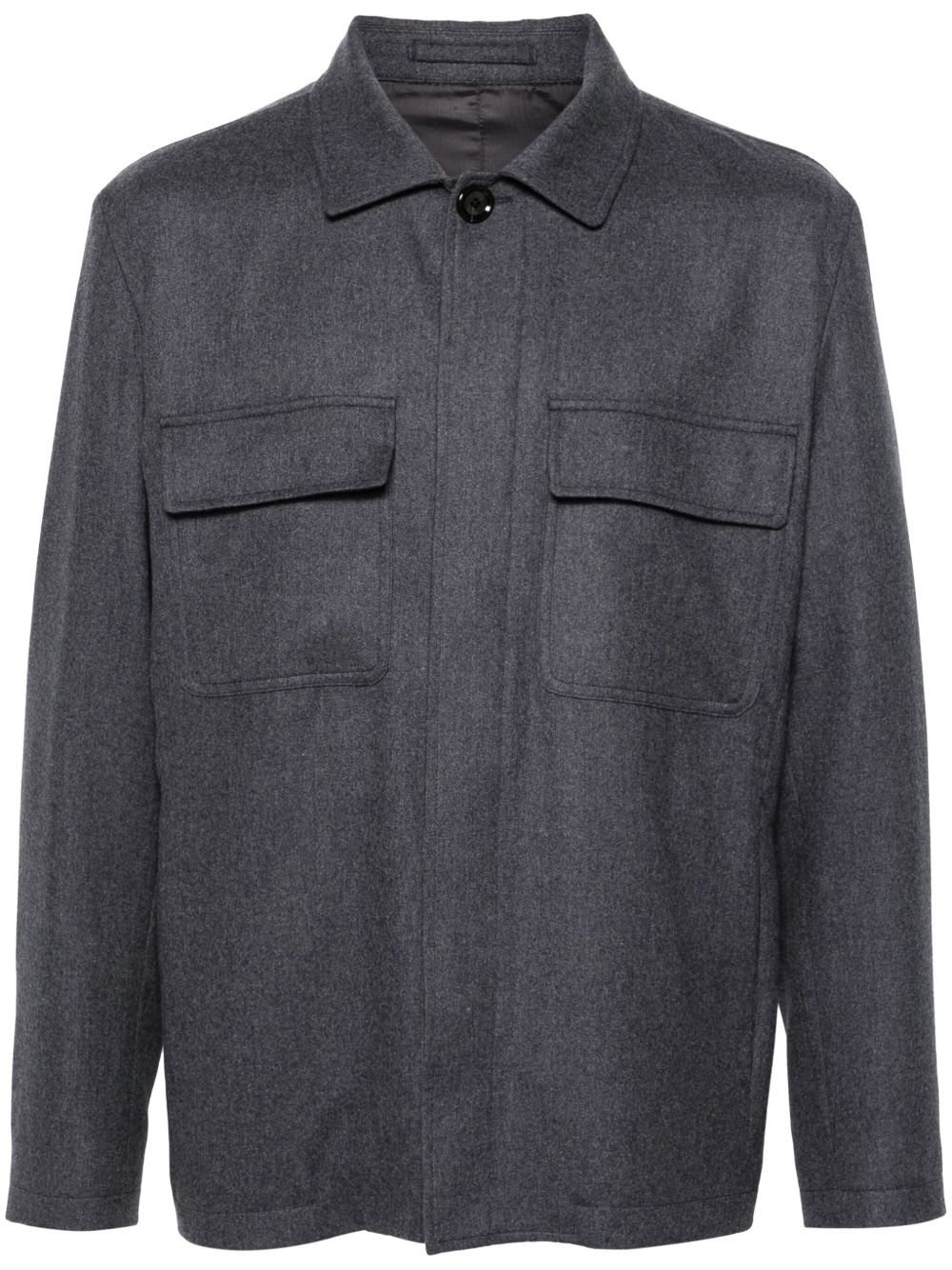 pockets-detail shirt jacket - 1