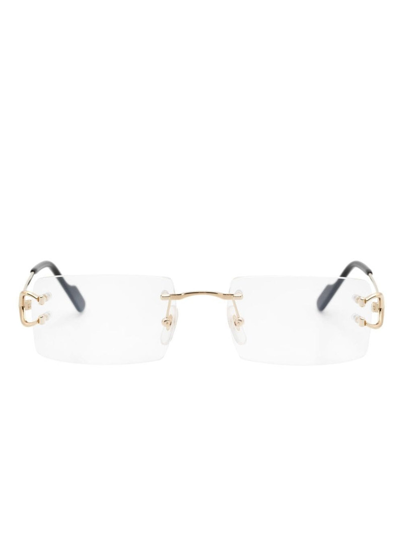 rimless rectangle-frame glasses 1