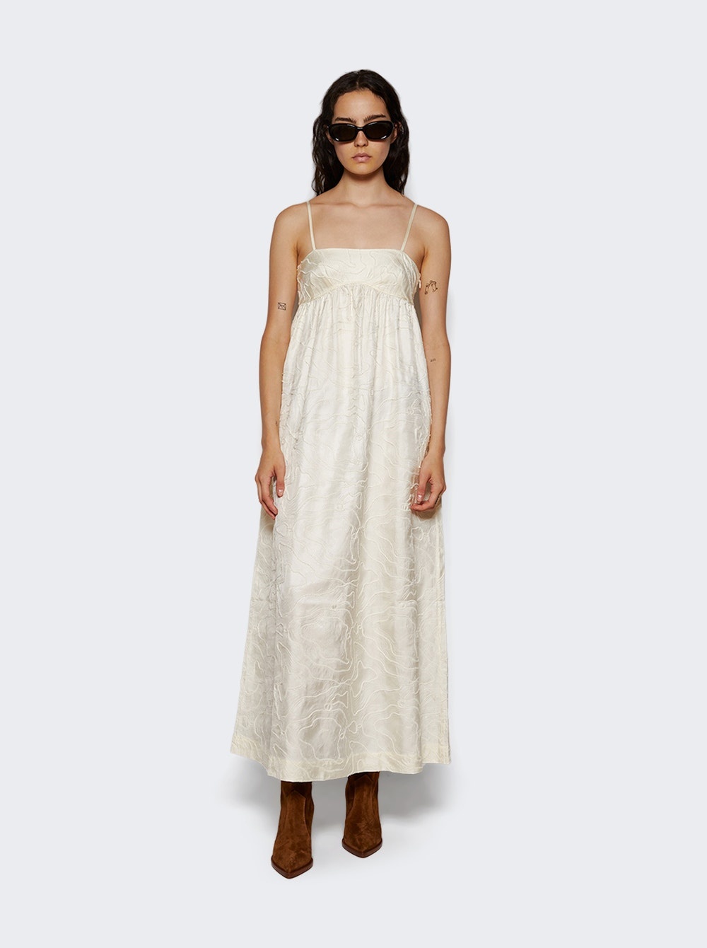 Cavola Embroided Long Dress Ivory - 2