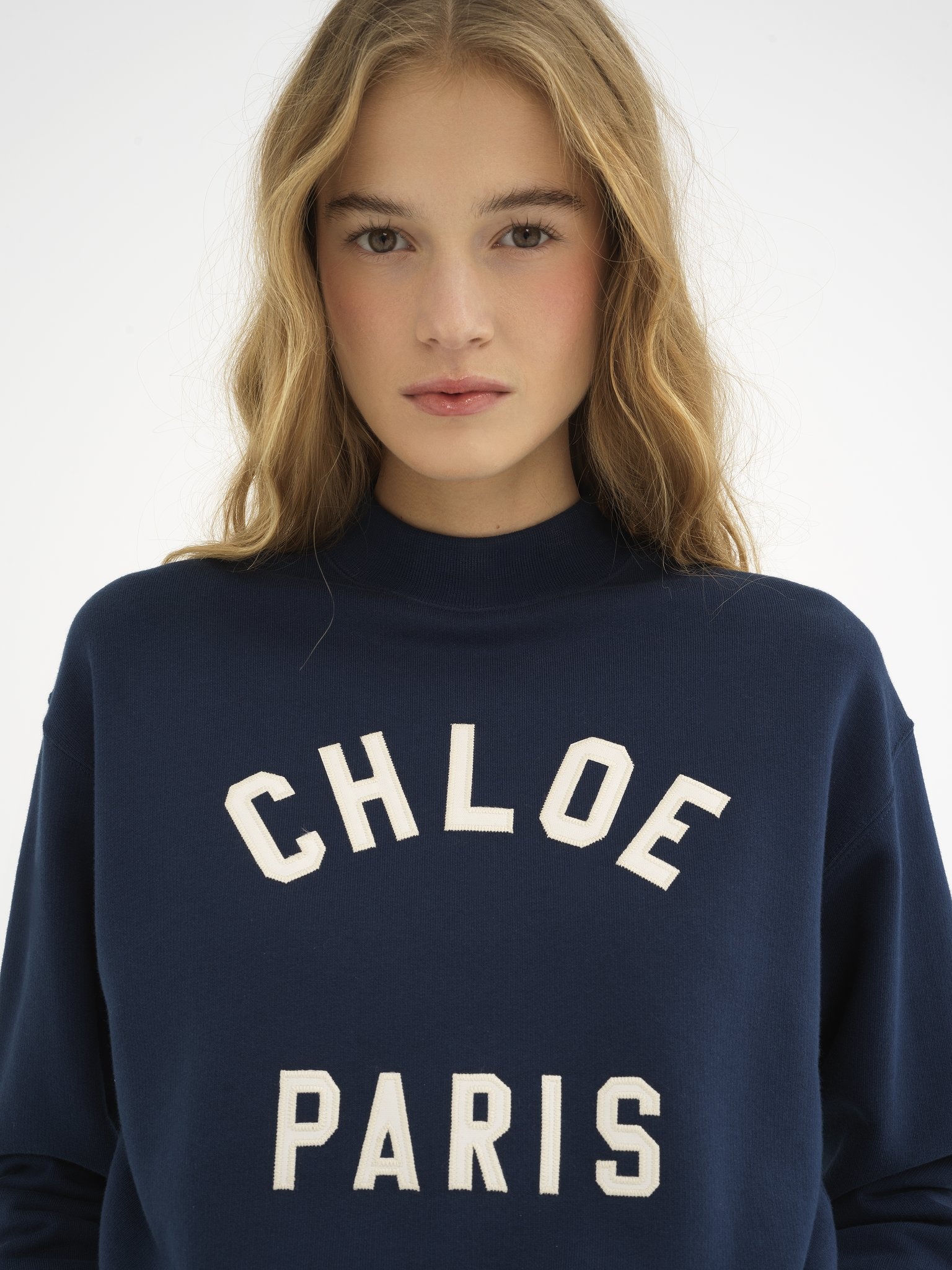 MOCK-NECK LOGO SWEATER IN COTTON FLEECE - 6