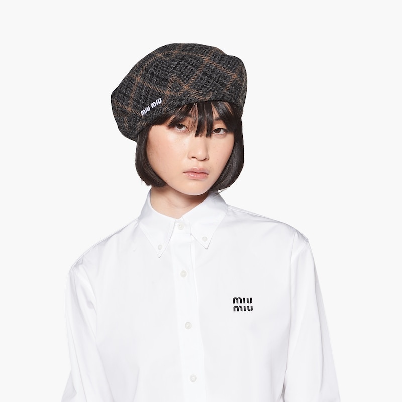Plaid Shetland wool beret - 5