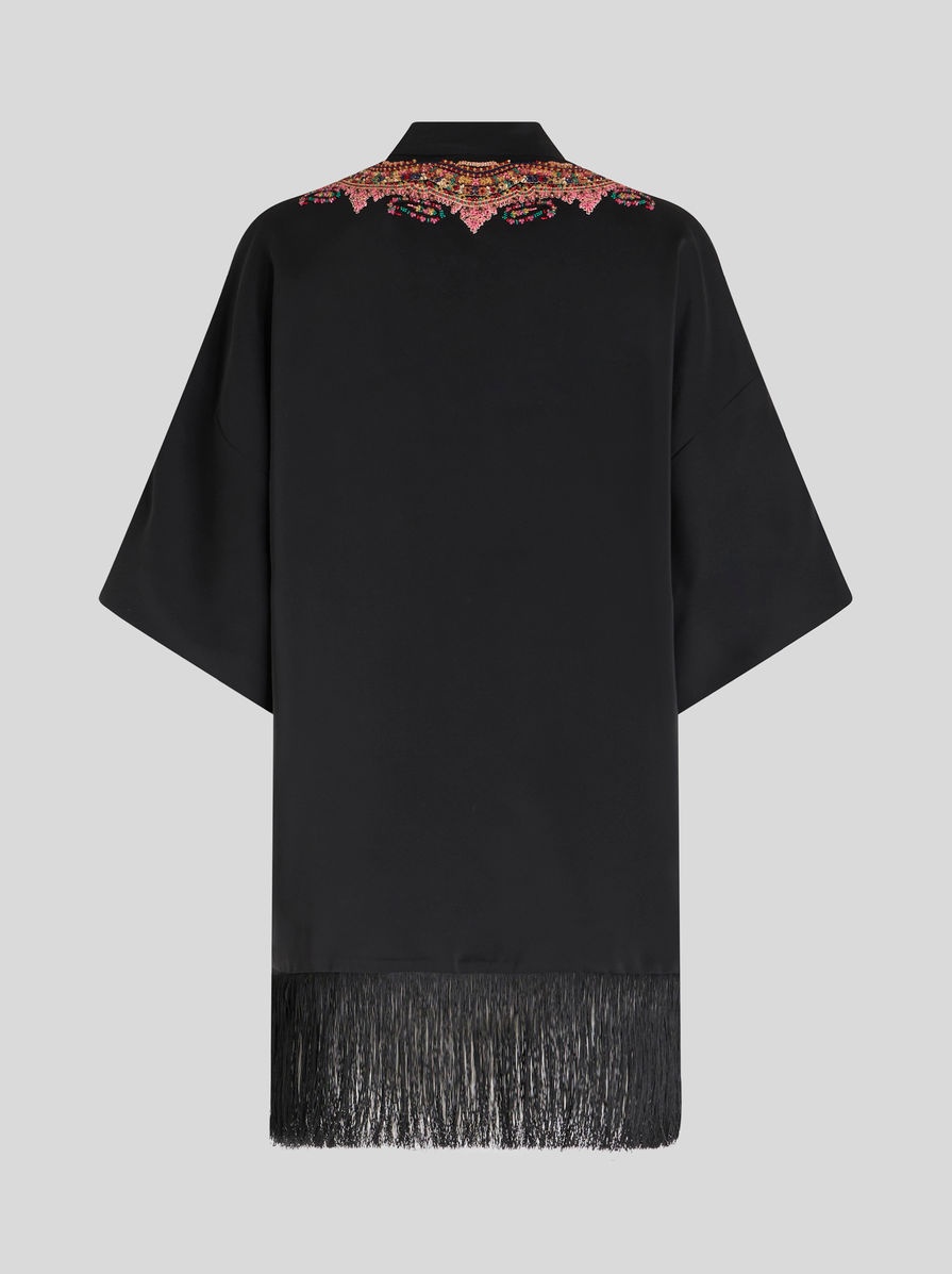 SHORT SILK KASAYA WITH FRINGE - 5