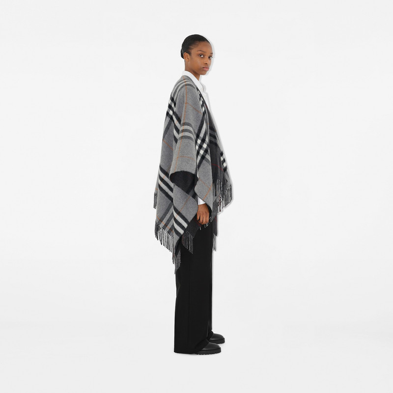 Contrast Check Wool Cashmere Jacquard Cape 3