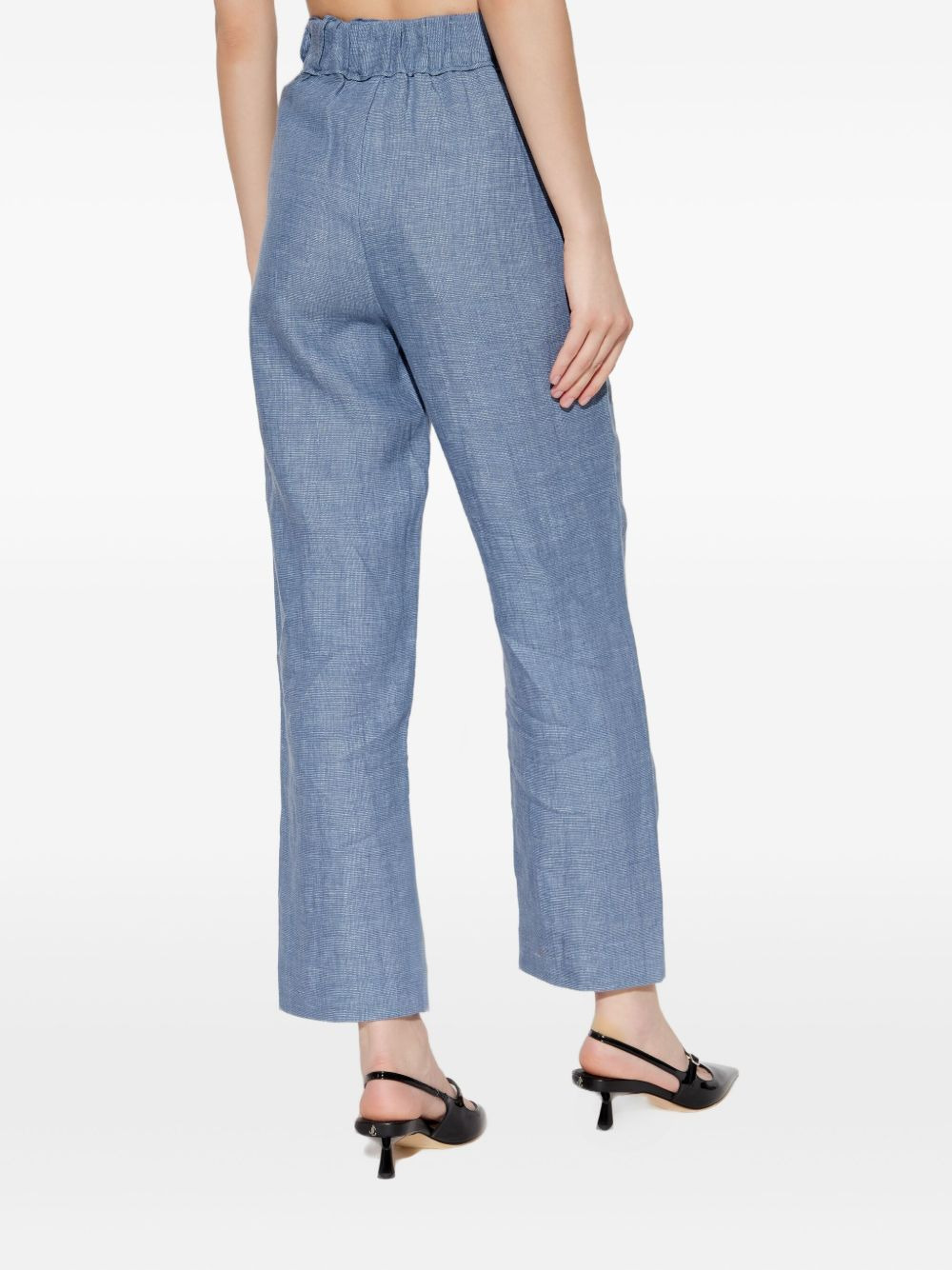 elasticated-waistband crop trousers - 5