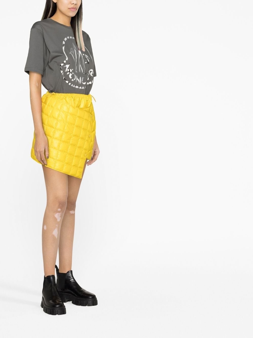 quilted-finish asymmetric skirt - 4