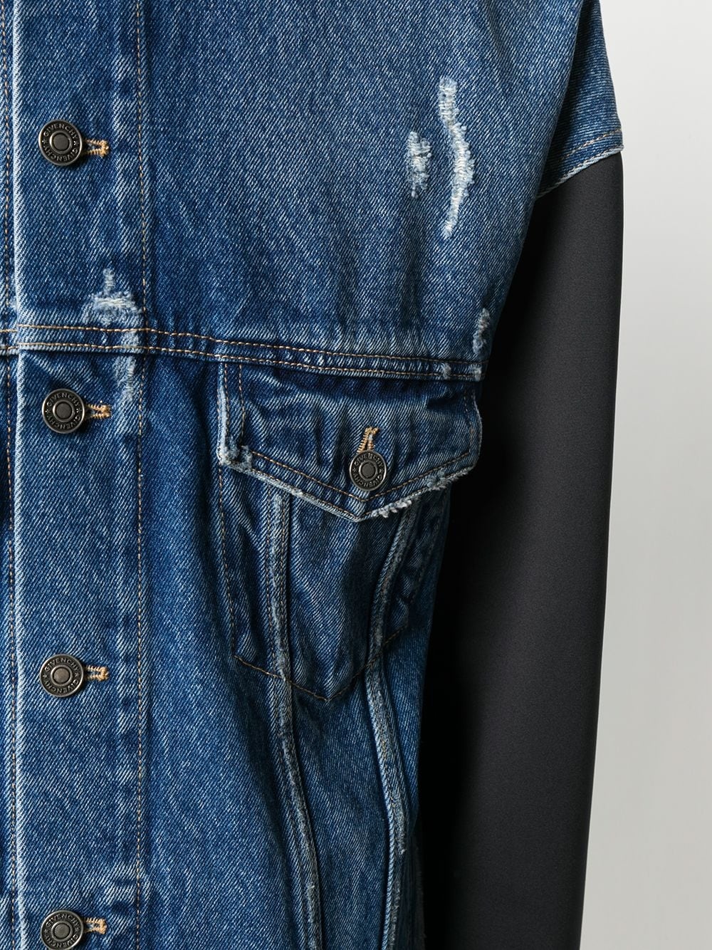 contrast sleeve denim jacket - 5