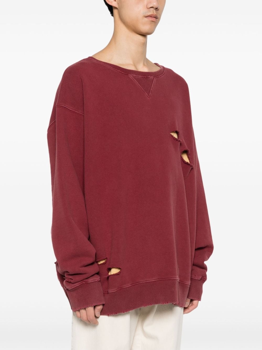 distressed layered cotton sweatshirt - 3