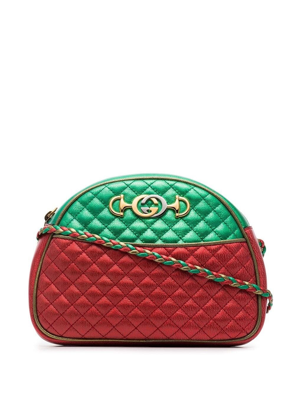 red and green Trapuntata quilted metallic leather cross body bag - 1