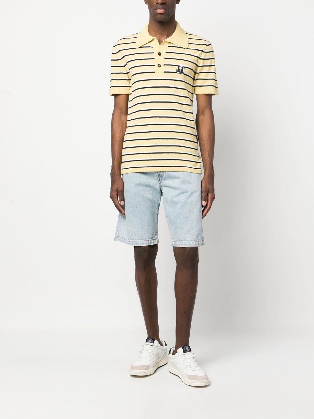 logo-patch striped terry polo shirt - 2