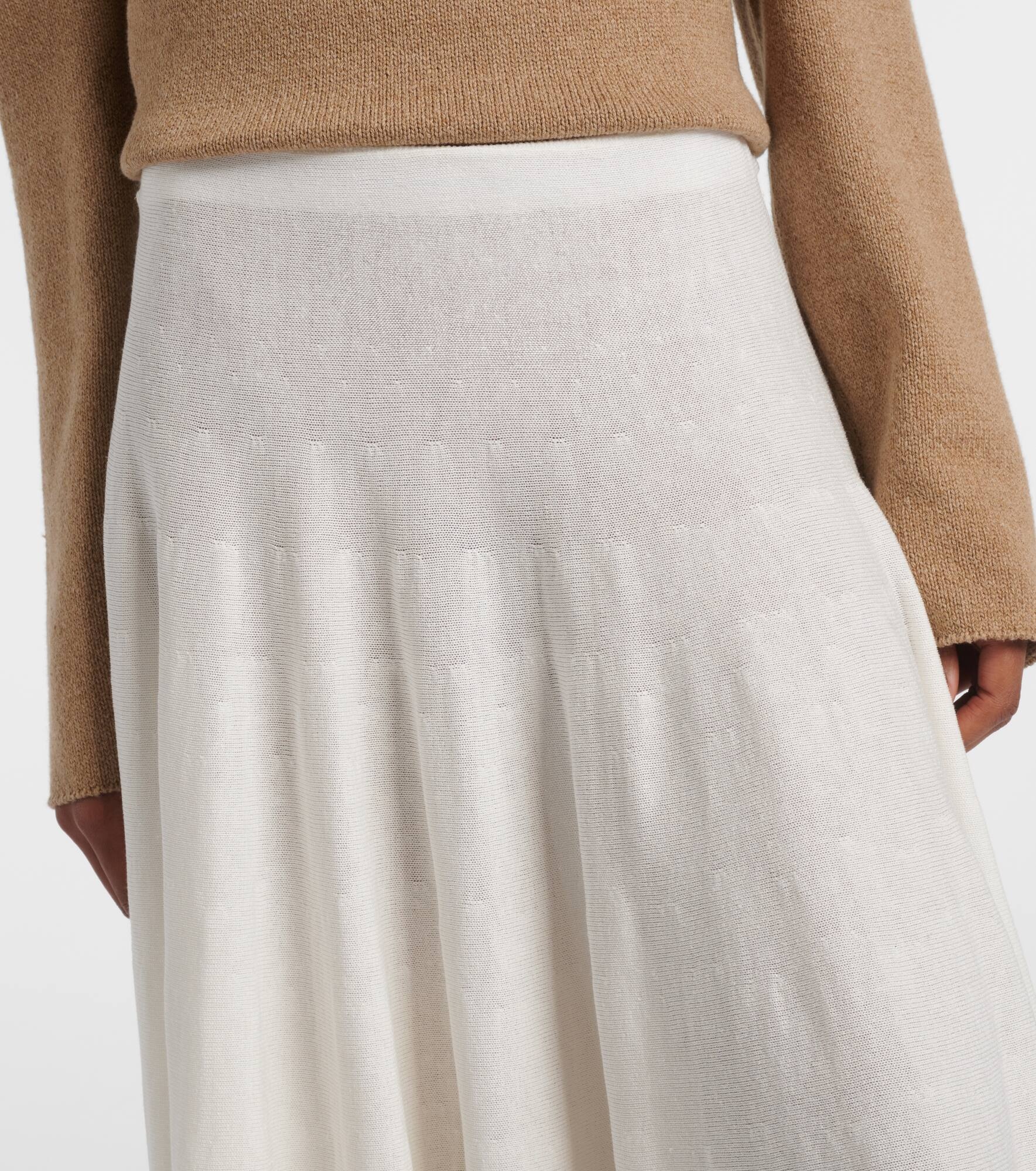 Jaliah cotton and linen-blend midi skirt - 4