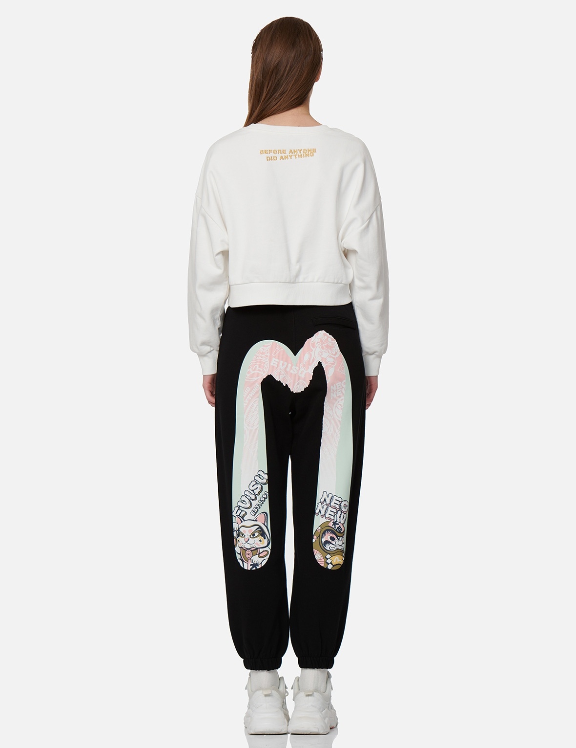 FORTUNE CAT AND DARUMA DOUBLE DAICOCK PRINT SWEATPANTS - 5