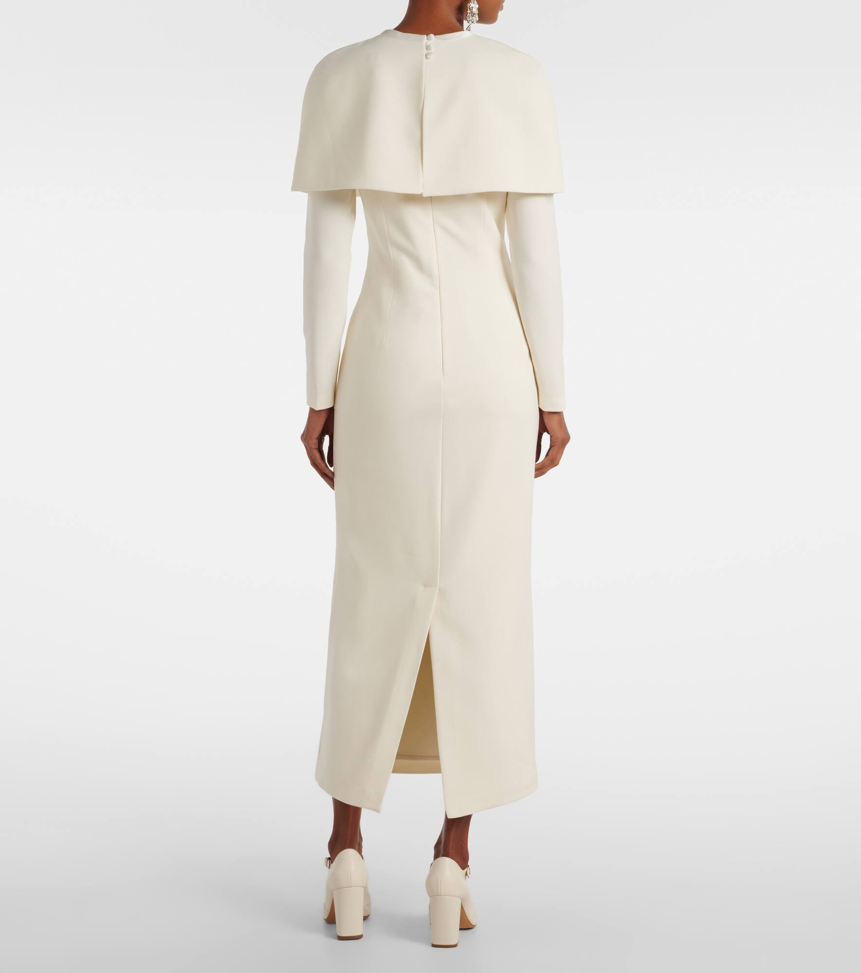 Bridal Gullu caped crêpe midi dress - 3
