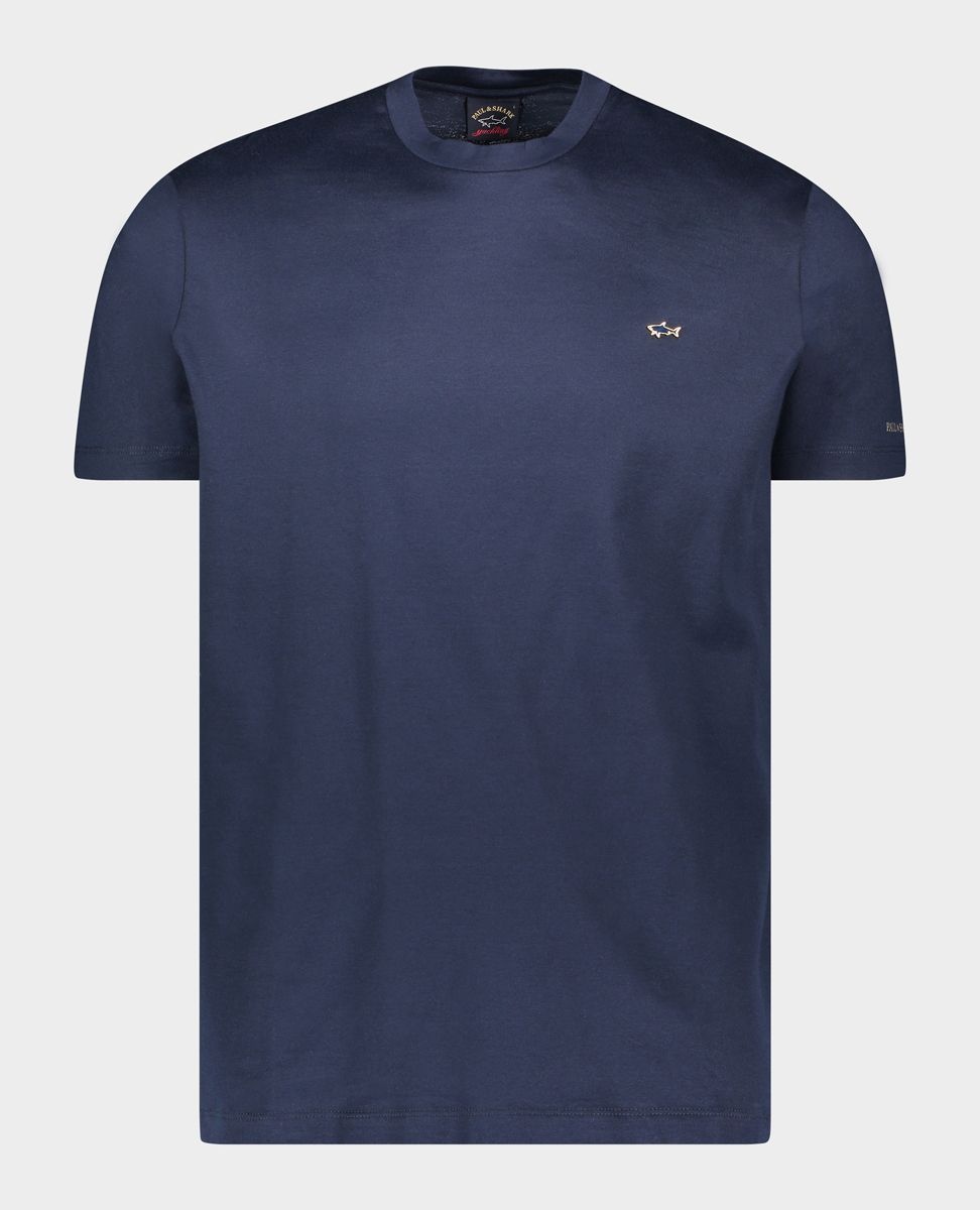 Organic Cotton T-Shirt With Gold Placquered Metallic Shark - 1