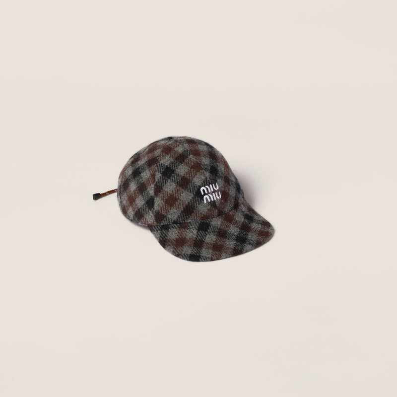 Plaid wool baseball cap 1