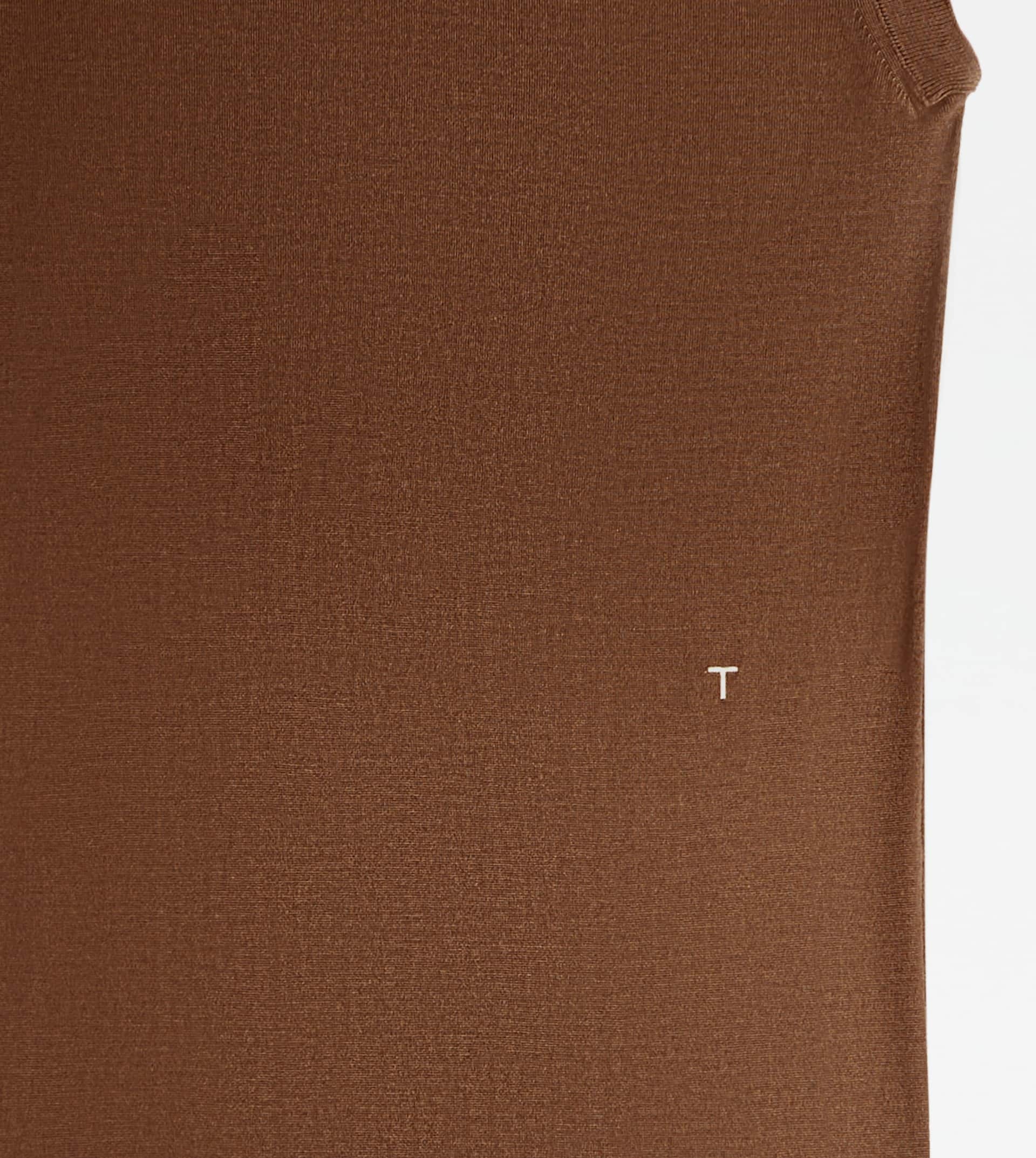DRESS IN SILK BLEND KNIT - BROWN - 8