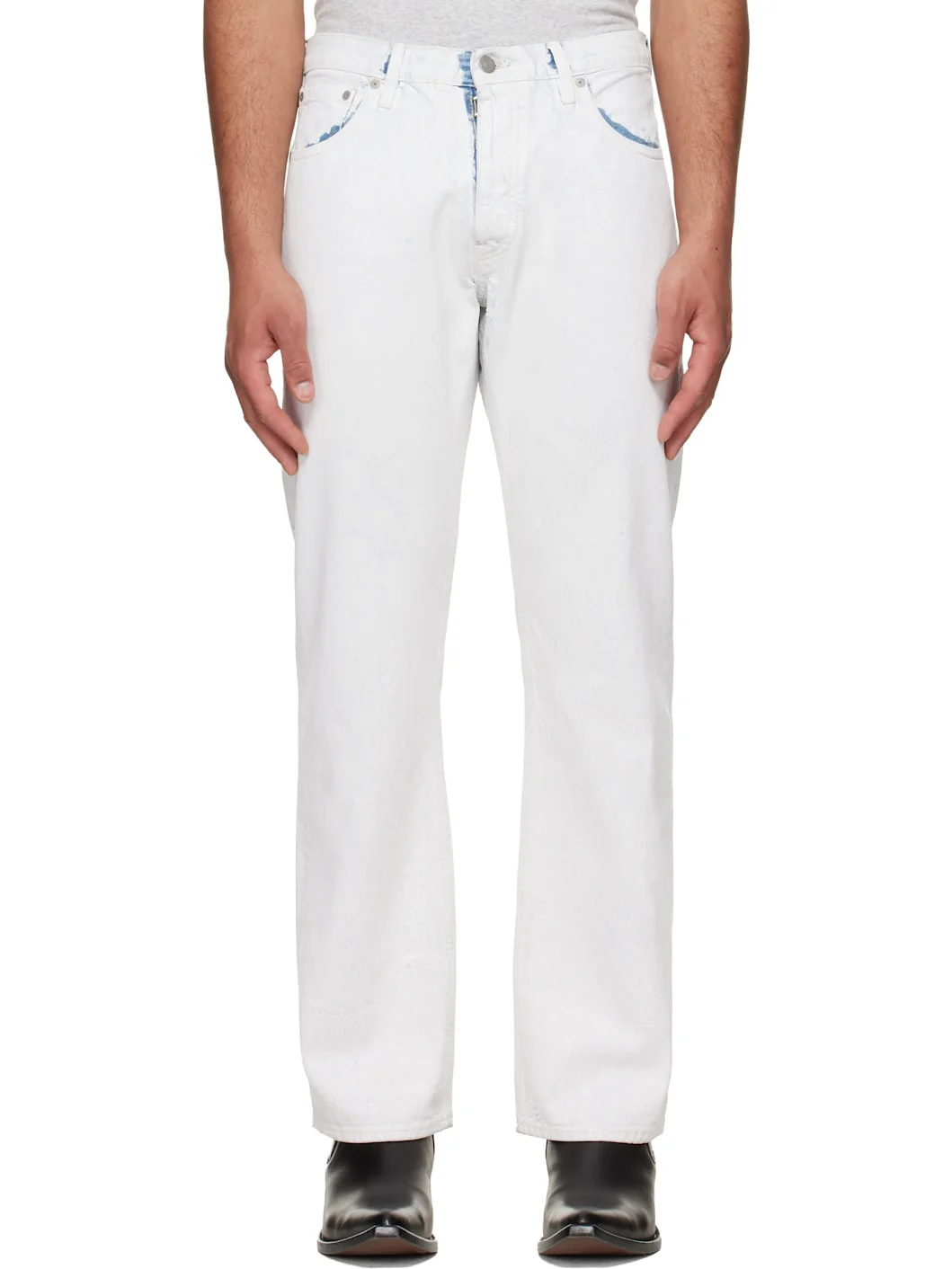 White Coated Straight-Leg Jeans - 1