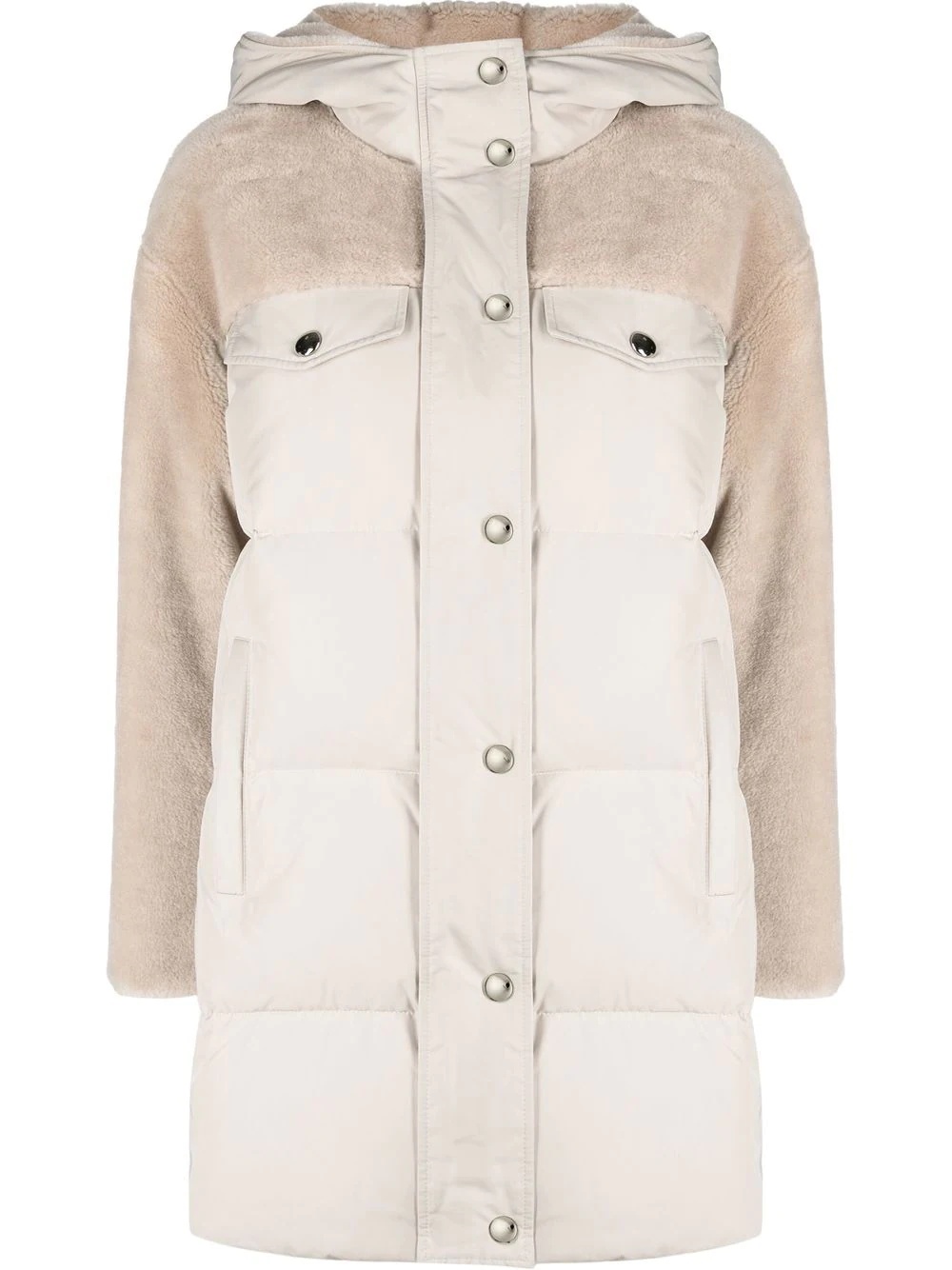 padded panelled hooded coat - 1