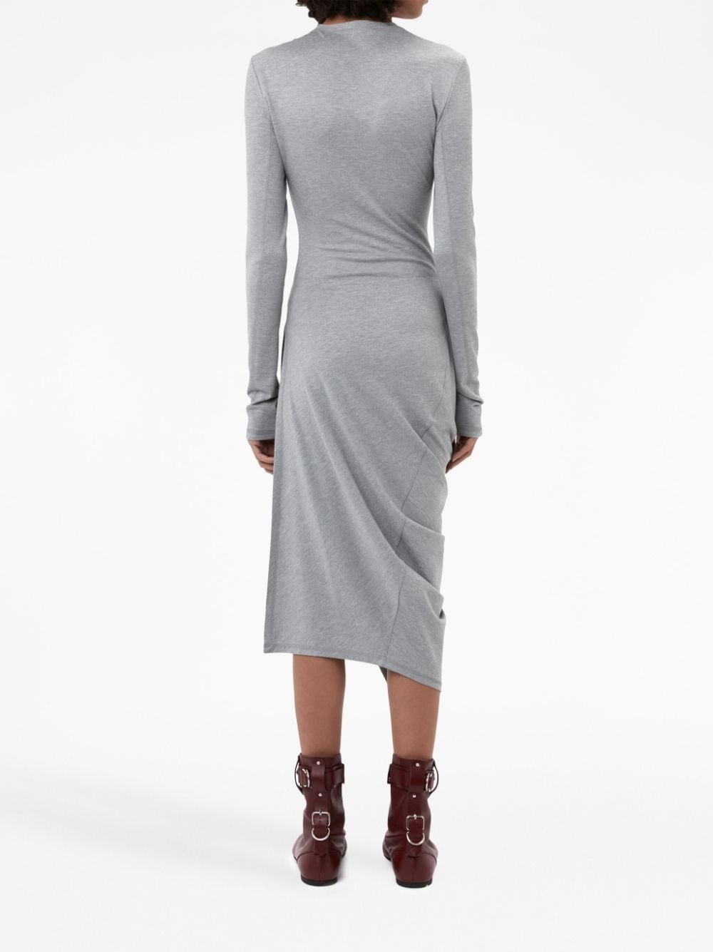draped-detail long-sleeve dress - 4
