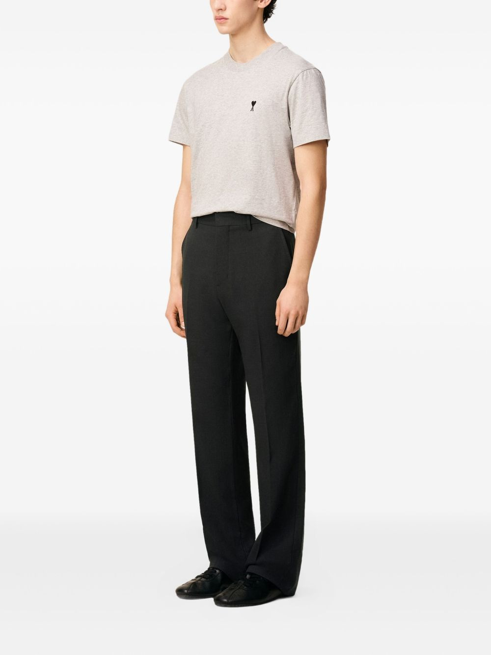 wool straight-leg trousers - 3