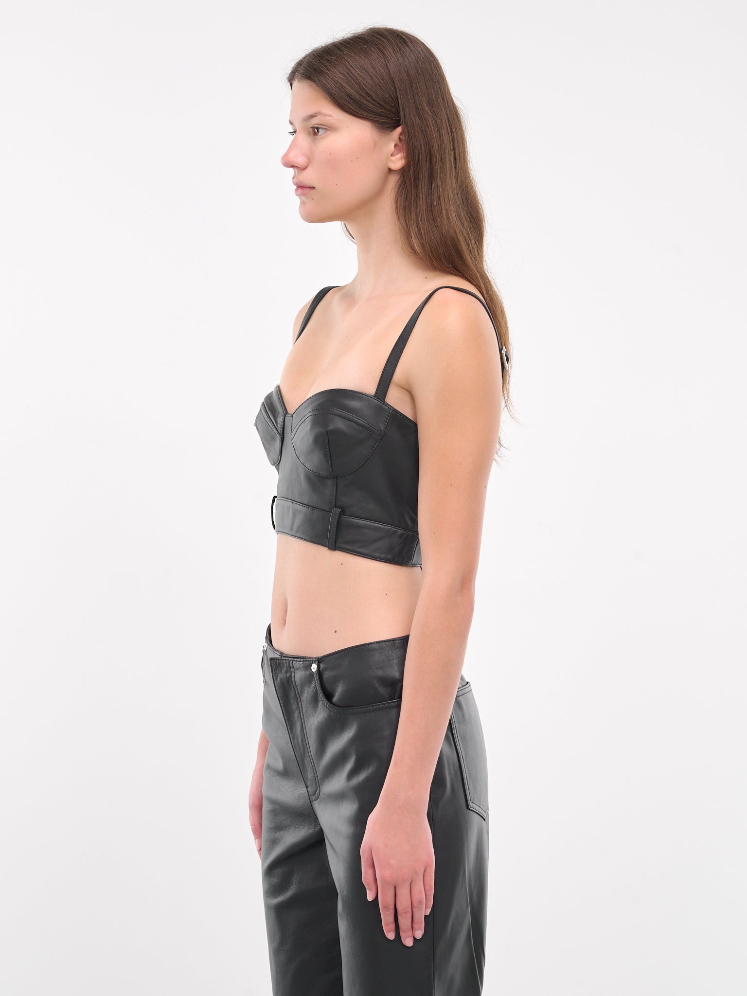 Faux Leather Crop Top - 2