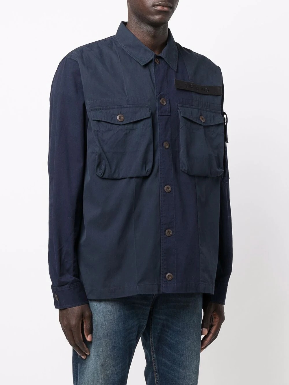 chest-pocket panelled overshirt - 3