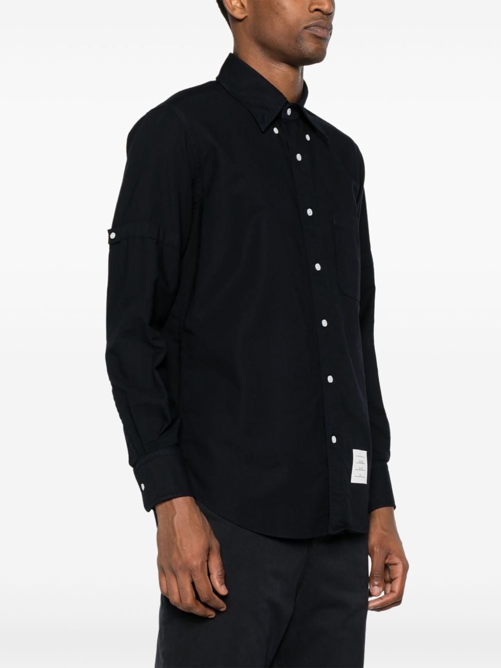 logo-tag cotton shirt - 3