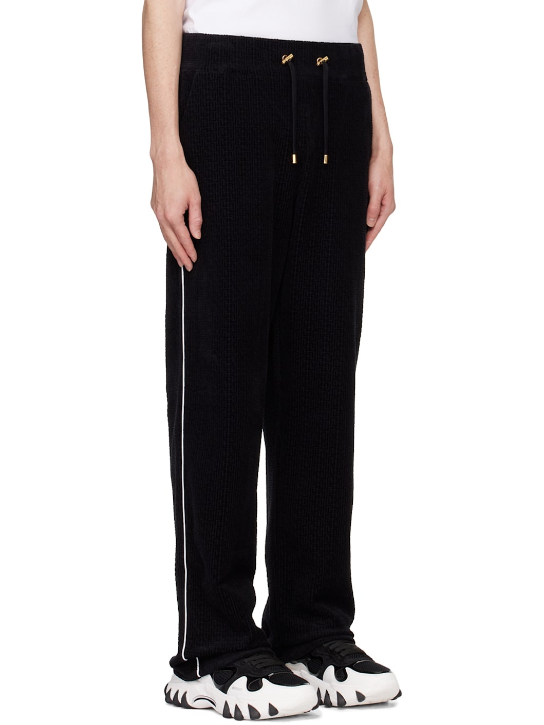 Black Velvet Monogram Kiss Jersey Sweatpants - 2