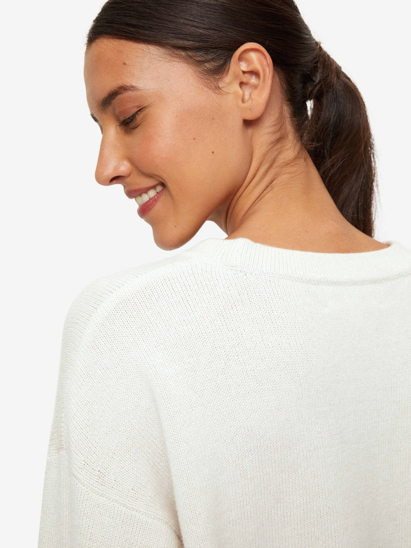 Women's Relaxed Sweater Daphne Cashmere Winter White 6