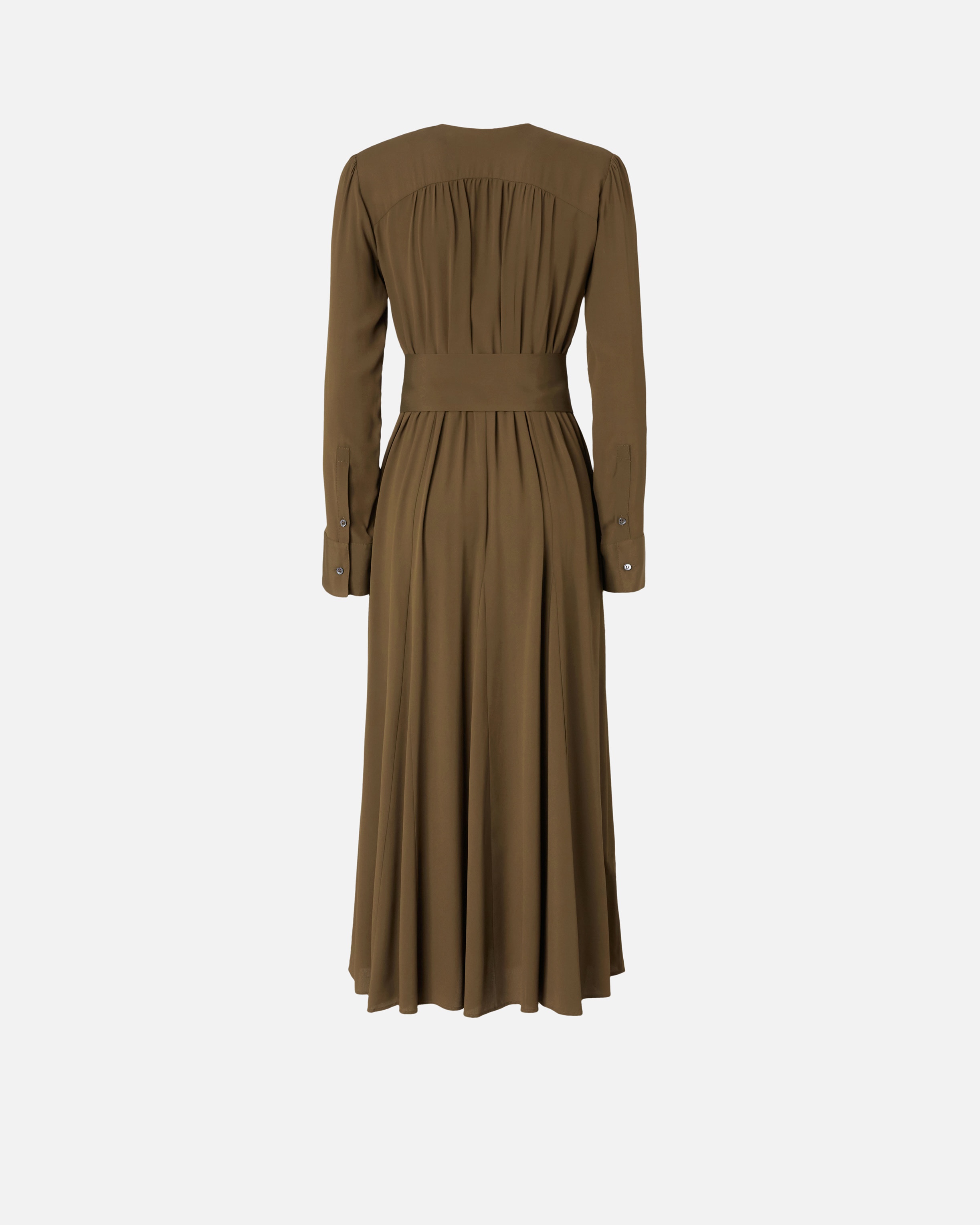 LONG SILK-BLEND DRESS WITH BELT AND LONG SLEEVES - 6