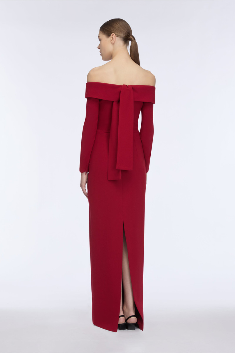 Nosrat Dress In Cherry Red Single Wool Crepe 3