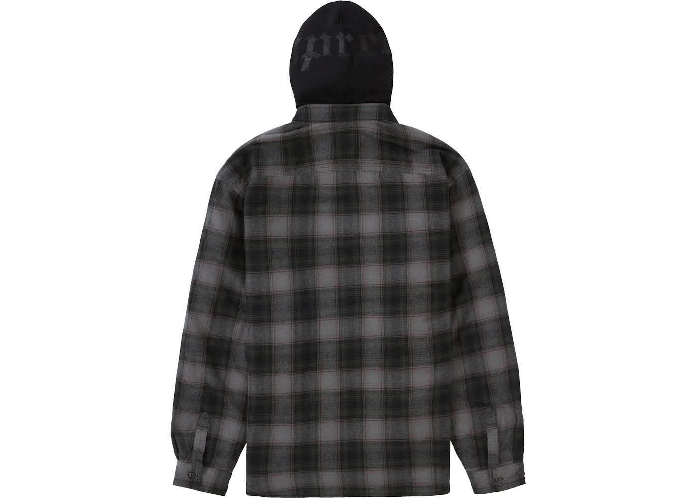 Supreme Hooded Flannel Zip Up Shirt Black - 3