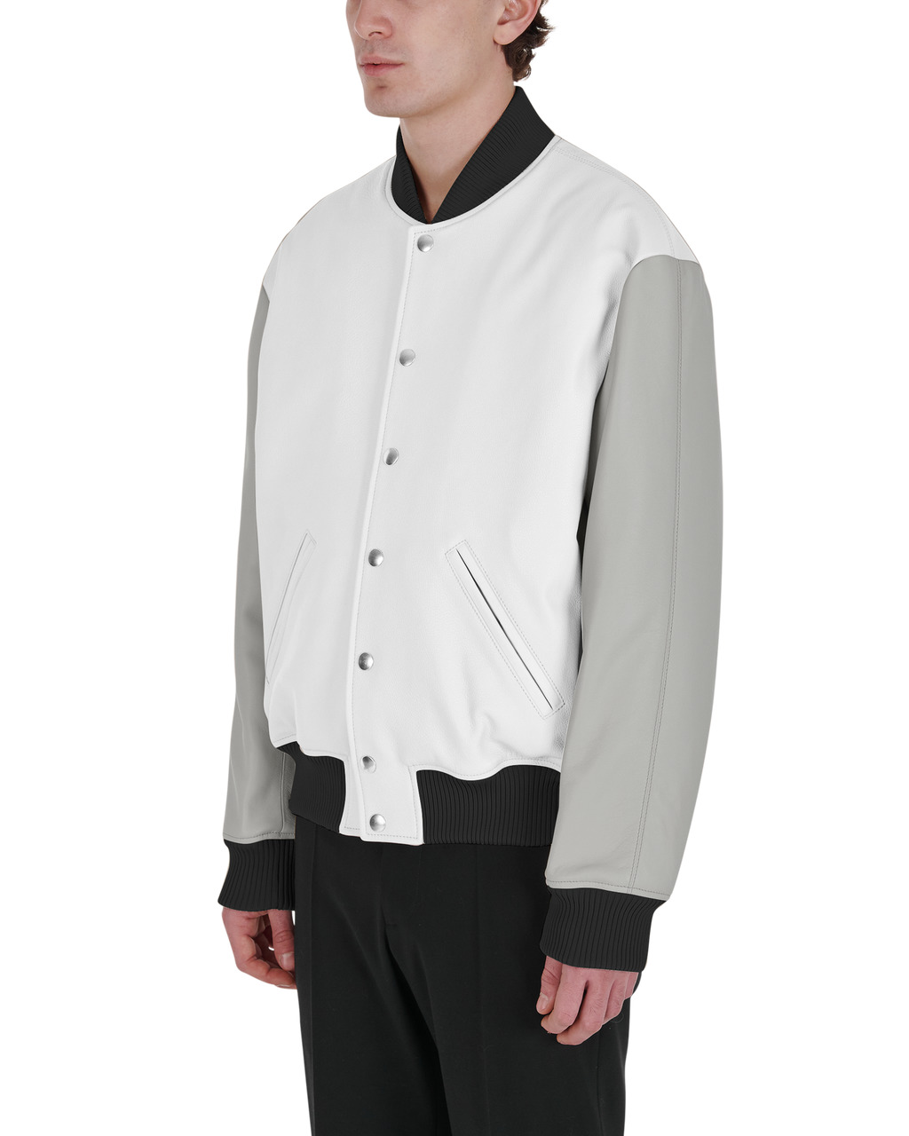 EMBROIDERED LEATHER LOGO VARSITY JACKET - 3