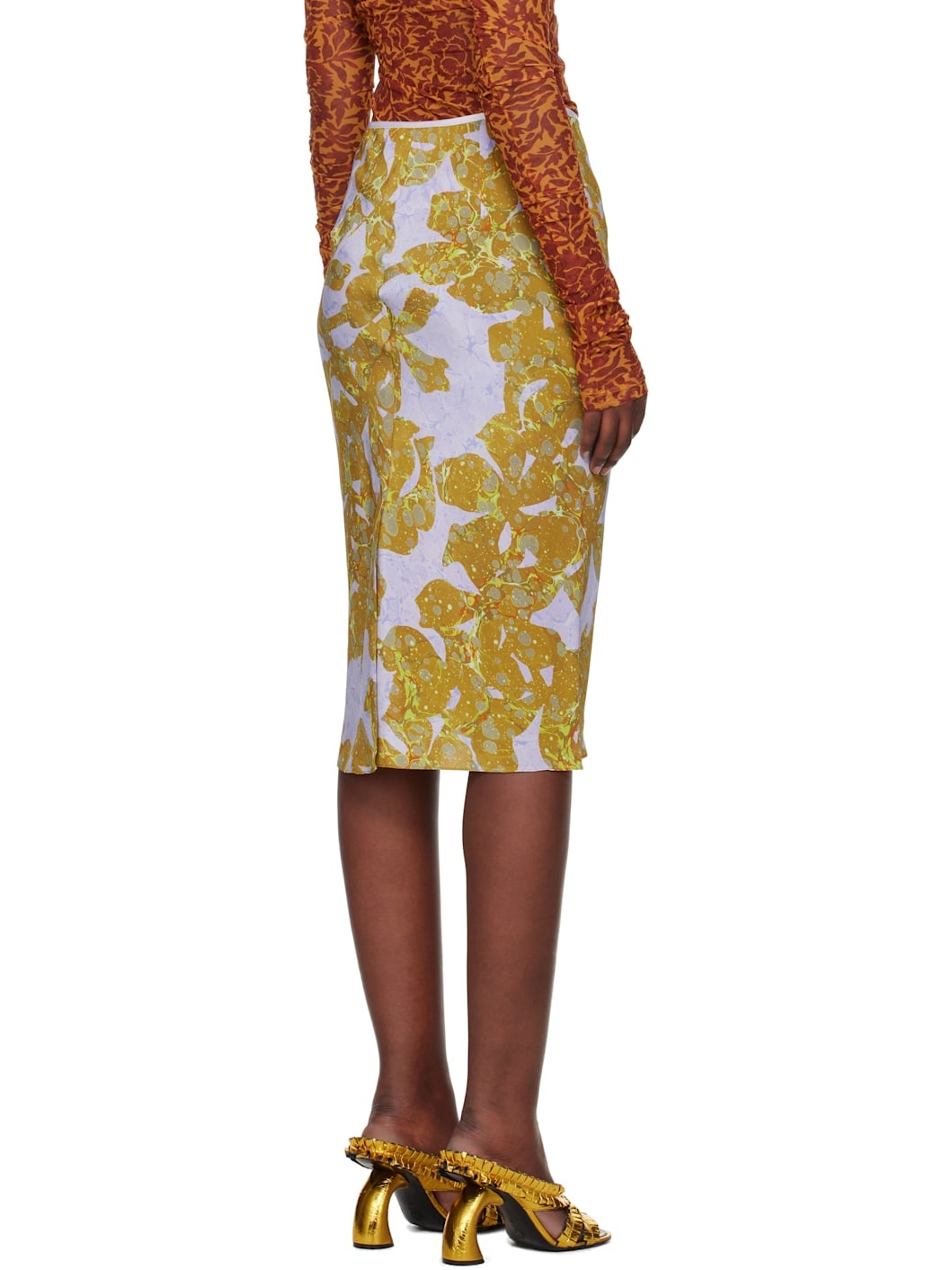 Multicolor Silk Chiffon Midi Skirt - 3