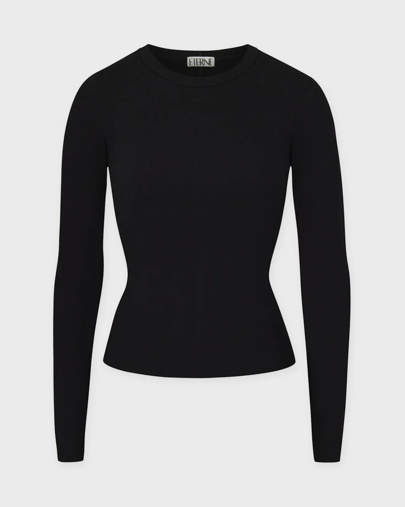 LONG SLEEVE FITTED TOP Black 1