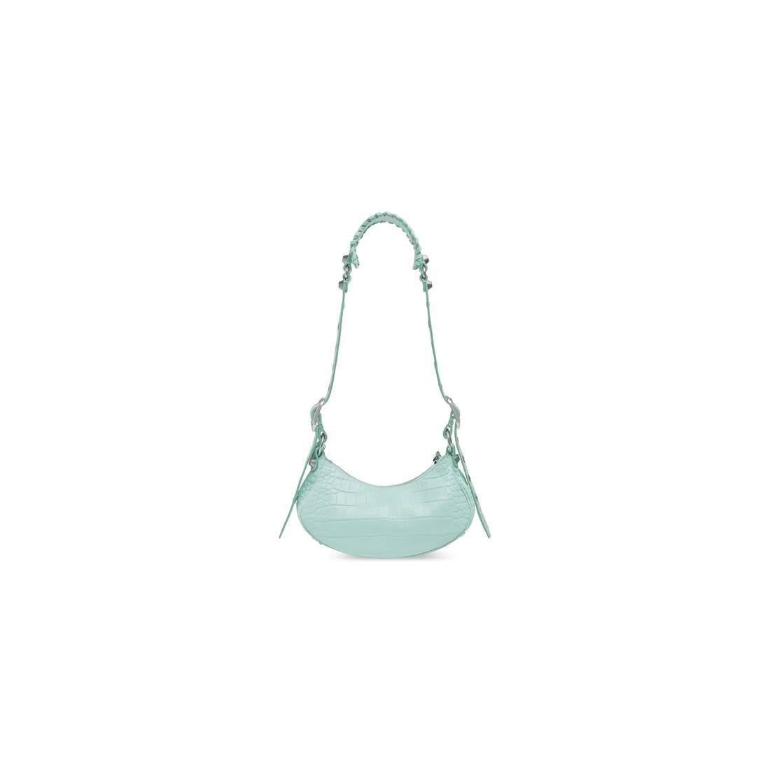 Women's Le Cagole Xs Shoulder Bag Crocodile Embossed  in Mint - 5