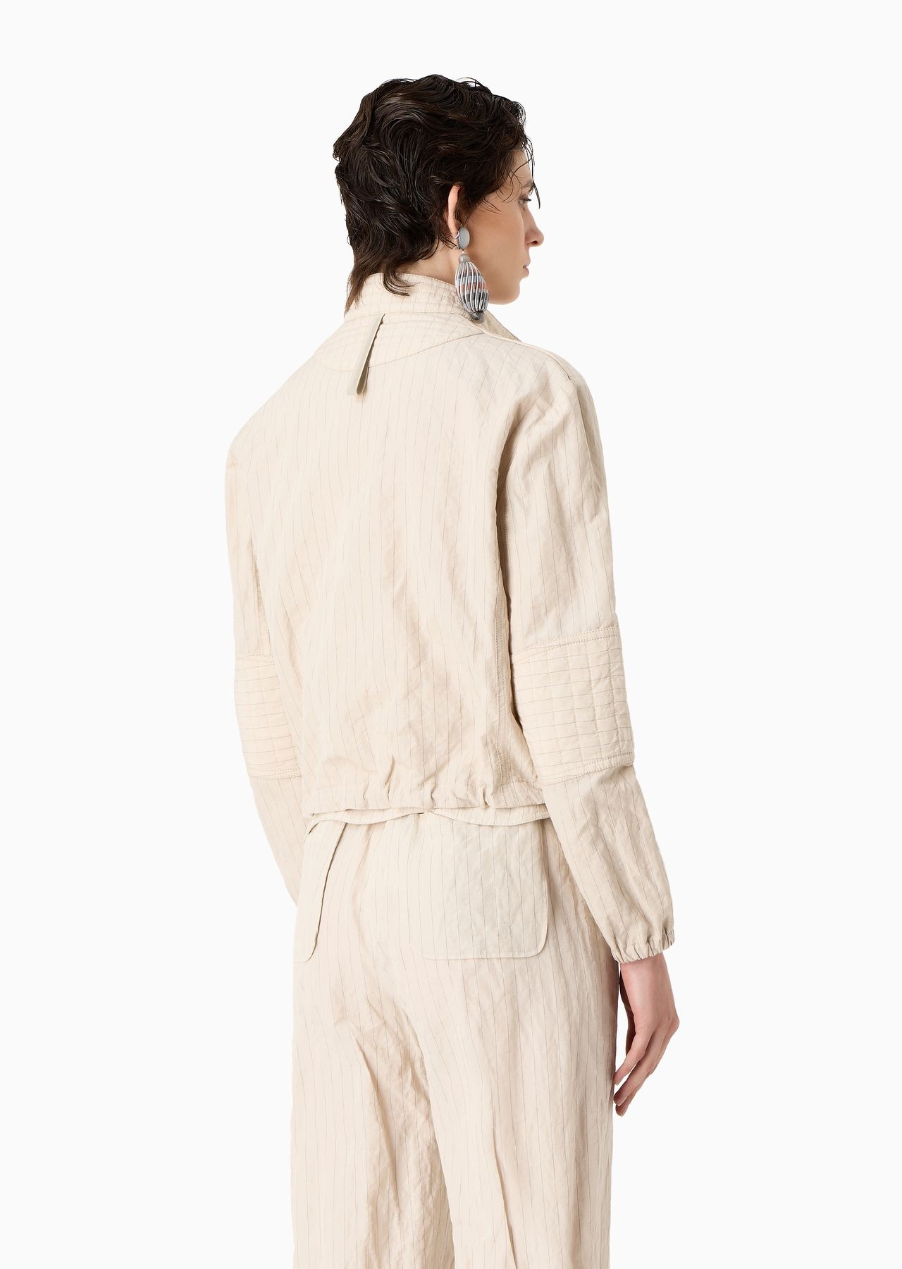 Lurex pinstriped, cotton and linen blouson - 3