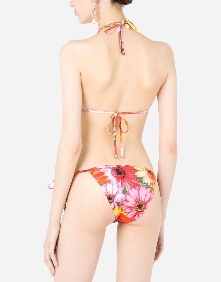 Triangle bikini top with gerbera-daisy print - 5