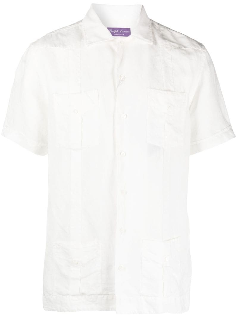 camp-collar linen blend shirt - 1