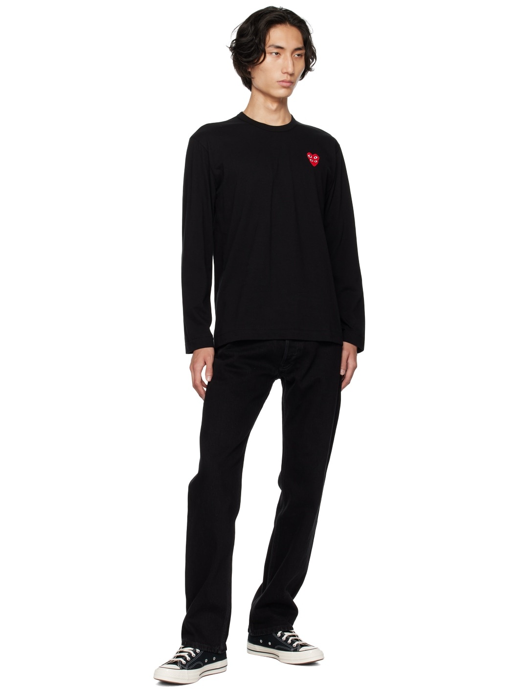 Black Heart Patch Long Sleeve T-Shirt - 7