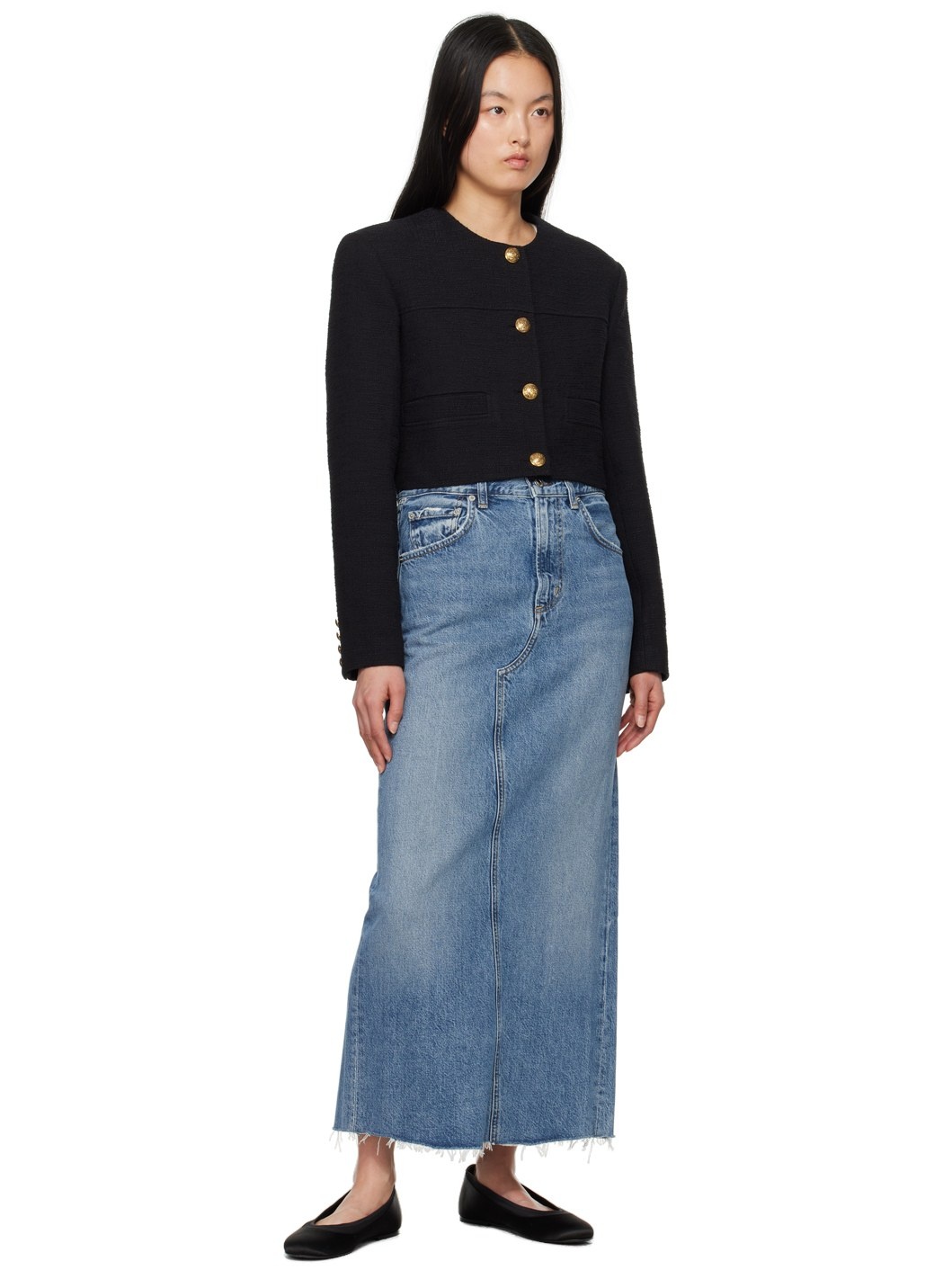 Blue Circolo Denim Maxi Skirt - 4