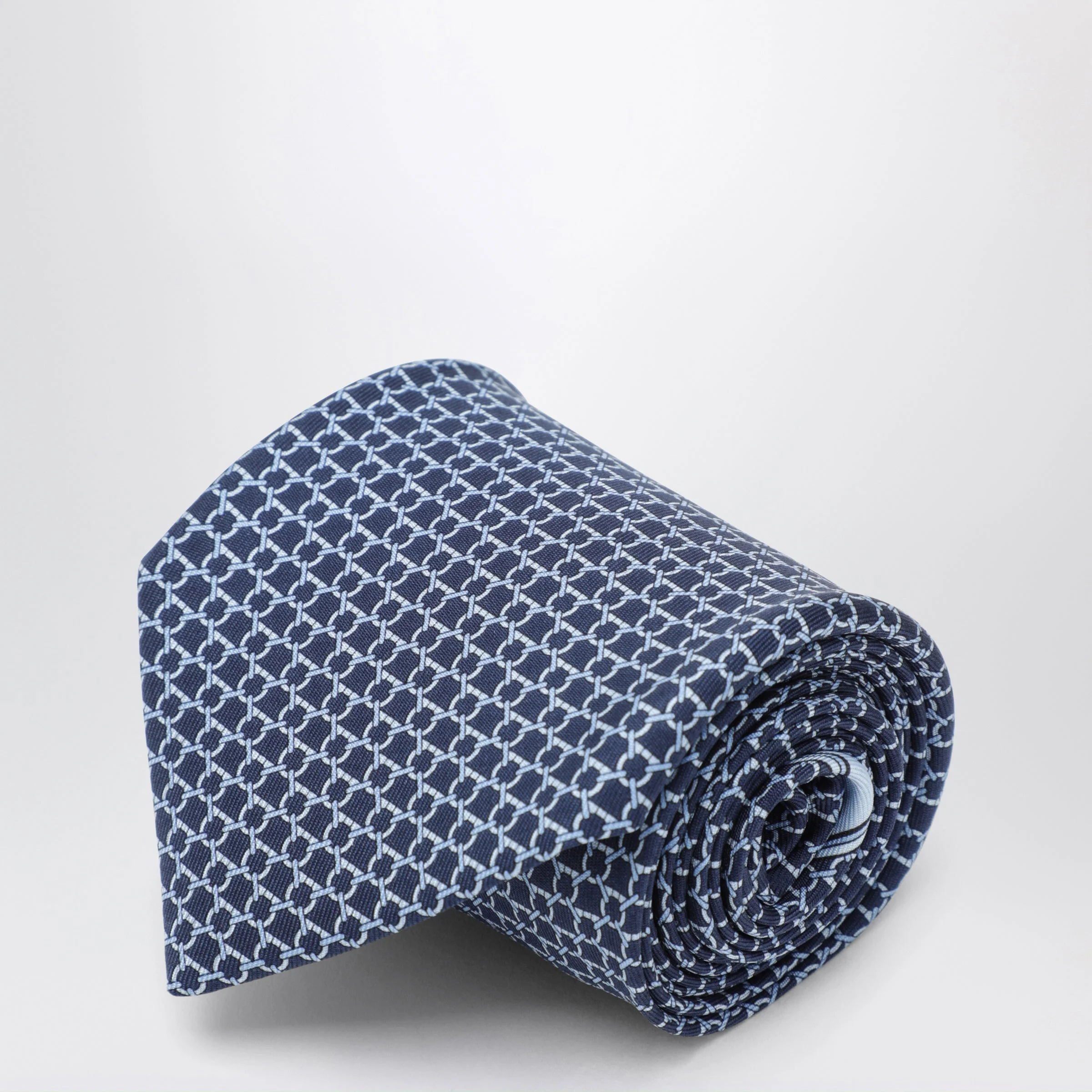 Blue Gancini silk jacquard tie - 1