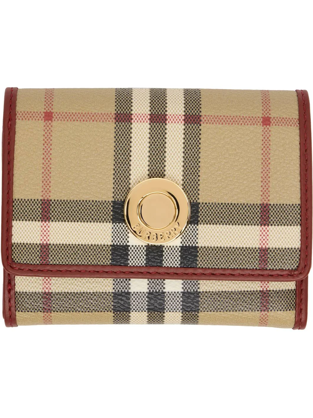 Beige Small Check Folding Wallet - 1