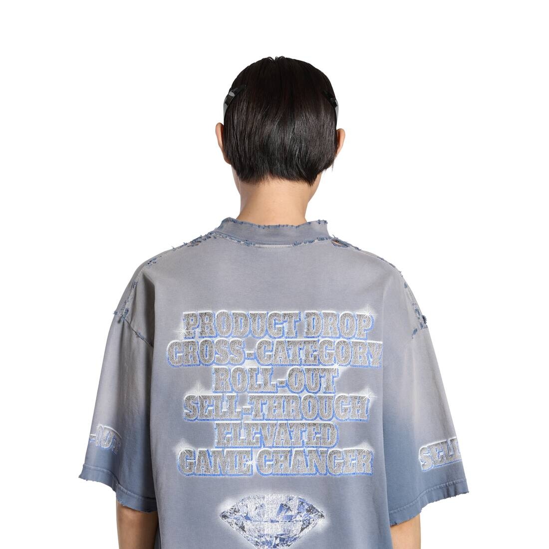 BALENCIAGA＊SNBN T-SHIRT＊送料込 BALENCIAGA Snbn T-shirt Large Fit in Blue | REVERSIBLE
