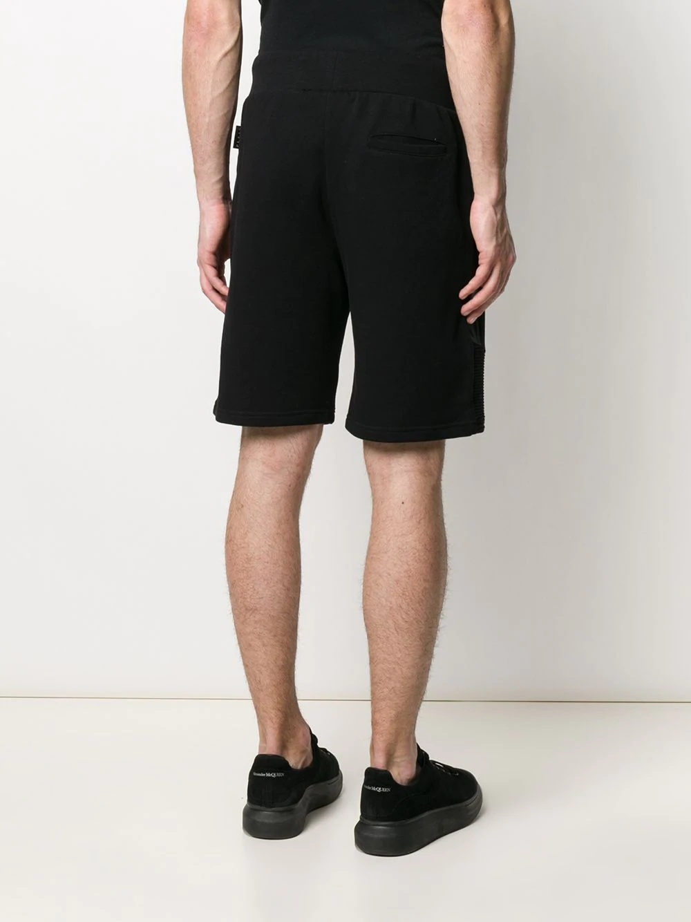 ribbed detail cotton track shorts - 4