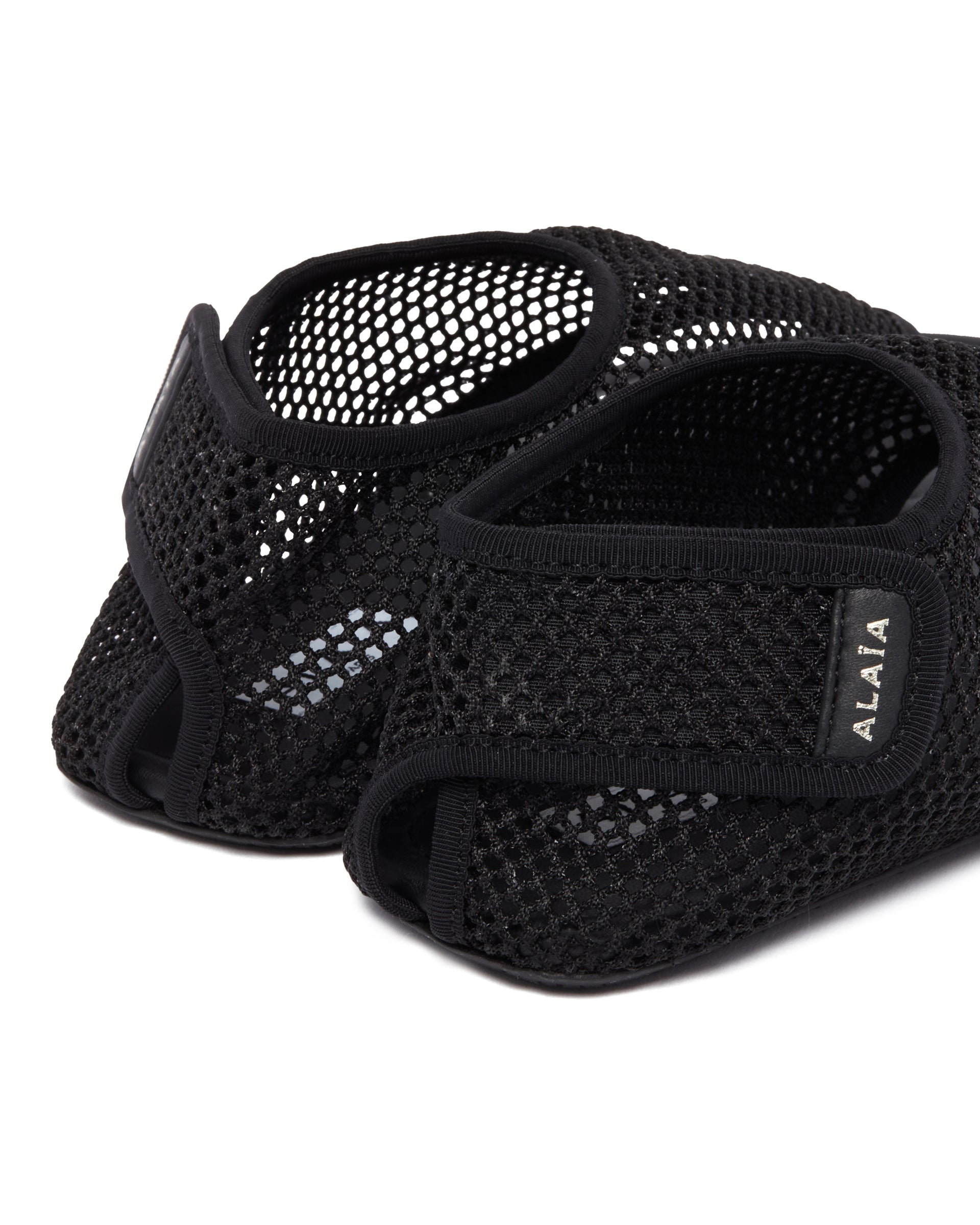 Black Mesh Thong Sandals - 6