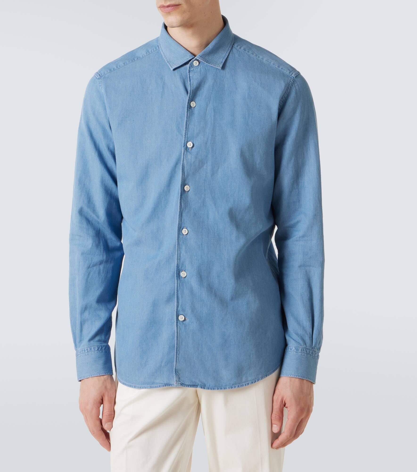 Cotton and linen denim shirt - 3